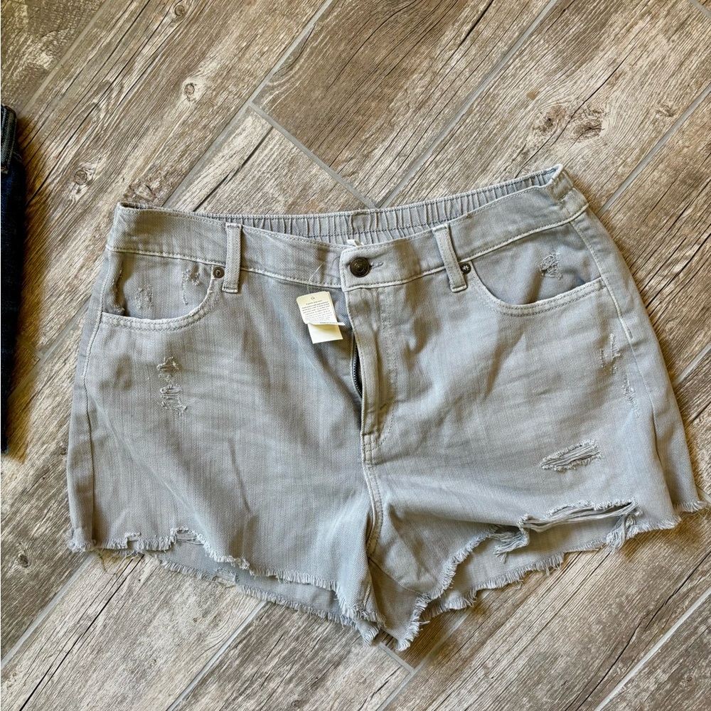 Aerie Light Gray Distressed Jean Shorts